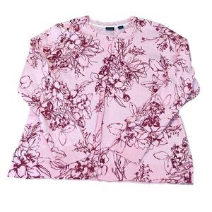 Basic edition size XL pink with red flowers button front cardigan GUC